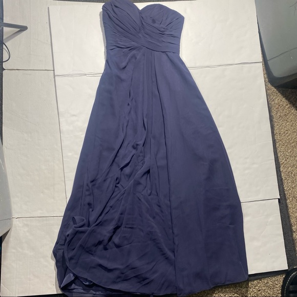 Azazie Purple Strapless Arabella With Front Slit Chiffon Bridesmaid Dress 0/2 - Picture 7 of 16